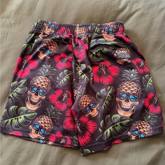 CMBT Skull and Pineapple Print Men's Athletic Shorts - Picture 2 of 4